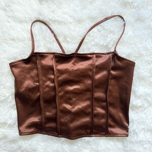 H&M Bronze Strappy Corset-Style Crop Top